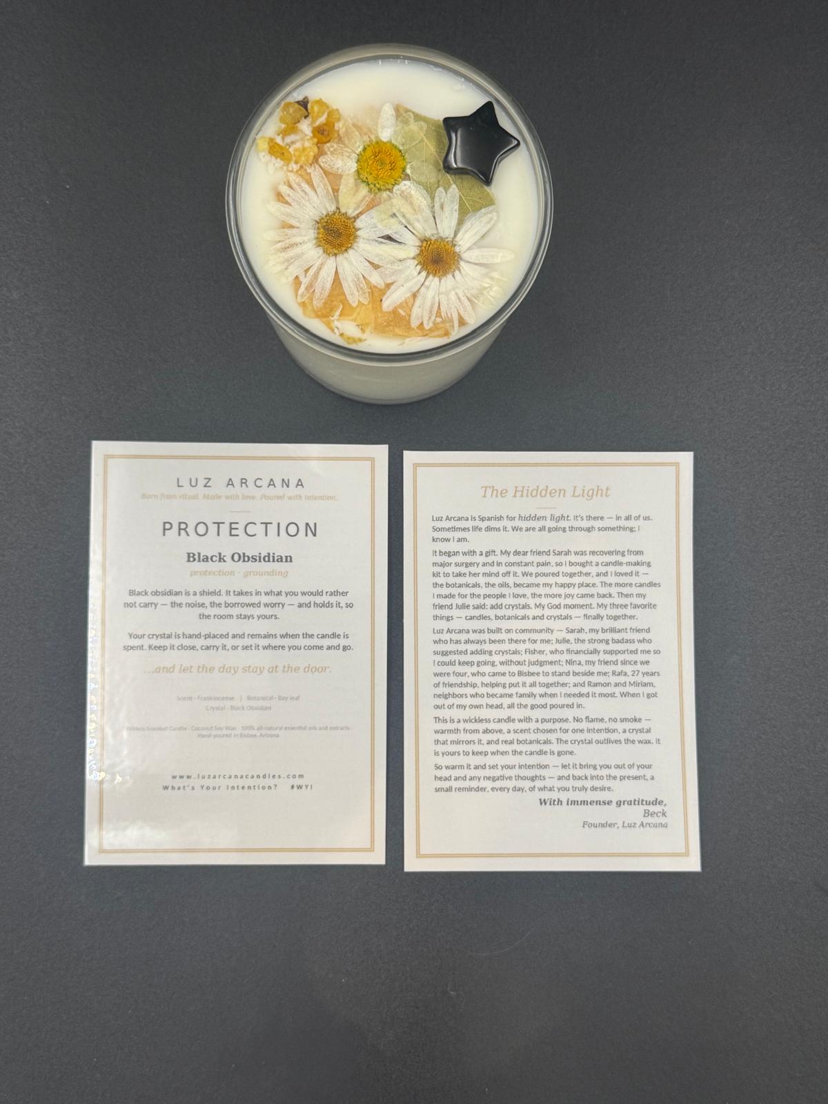 PROTECTION • Black Obsidian Wickless Candle